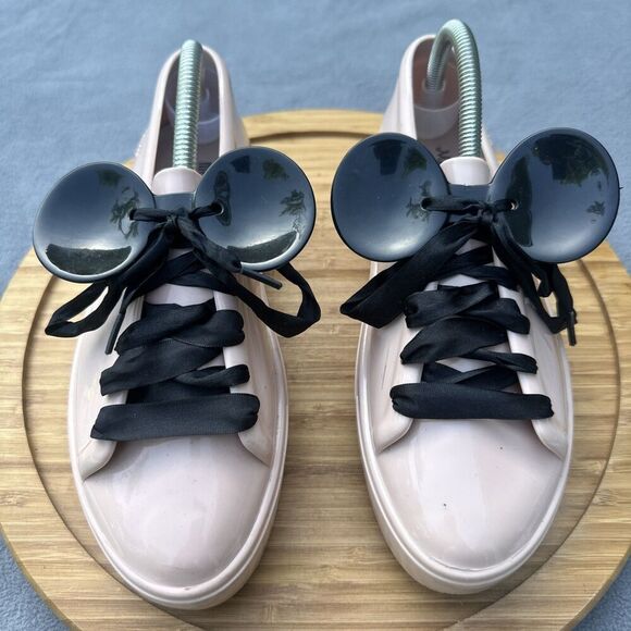 Melissa Minnie Mouse Lace Up PVC Sneakers Size 9 Pink Disney Mom Disney Vacation - Picture 1 of 12